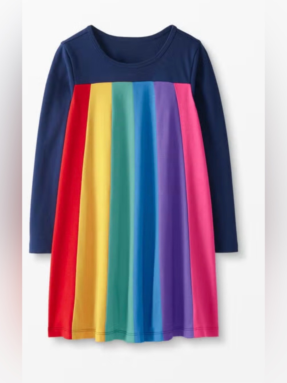 Hanna Andersson Navy Long-Sleeve Rainbow Panel Dress